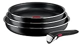 Tefal Ingenio Easy On - Juego de 3 Sartenes 22/24/26 cm + Mango extraíble | No apto inducción, antiadherentes, revestimiento titanio, Thermo-signal, sin PFOA, apto lavavajillas y horno
