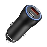 Hoppac Cargador Coche,Cargador USB Coche QC18W,Cargador USB C PD20W Cargador Mechero USB Carga Rapida,Mini Cargador iphone Coche Aplicar Para iphone Pro/Max14/13/Samsung/Huawei/Xiaomi,Accesorios Coche