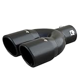 Simoni Racing Cola de Tubo de Escape Deportiva Doble Redonda/Inclinada Acero Inoxidable Negro - Ø76xL230mm - Montaje -58mm