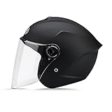 LIONCIANO Cascos De Motocicleta para Hombres y Mujeres, Cascos De Ciclomotor con Viseras.El Cabezal Anticolisión Protege La Seguridad Vial De Los Usuarios(Negro Mate)