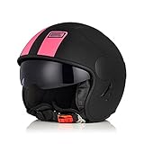 ORIGINE Casco Jet Moto Casco Scooter Moto Abierto con Visera Homologado ECE (Basic Fluo Fuxia Black,L)