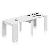 Mesa de Comedor, Consola, Mesa Extensible, Mesa para Salon, recibidor o Cocina, Acabado en Blanco Brillo, Medidas: 50-235 cm (Largo) x 90 cm (Ancho) x 78 cm (Alto)