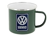 BRISA VW Collection - Volkswagen Taza grande de esmalte para cafété o cappuccino T1 Bus para camping (500 ml/Servicio de VW/Gris)