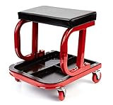JOMAFA - Taburete Asiento para Mecánica Silla para Taller Mecánico con ruedas y bandeja
