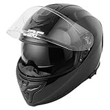JDC Casco de Moto Integral - Doble Visera Retráctil ECE 22.06 - Sabre - Negro - M