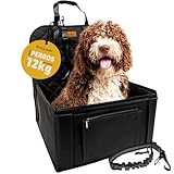 FIRSTPAW Extra Estable Asiento Perro Coche - Asiento de Coche para Perro Mediano y Pequeño de hasta 12kg - Impermeable, Reforzado e Robusto Silla Perro Coche para Asiento Delantero y Posterior