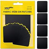 ZEFFFKA Tela de Parches de Jean Aplicables con Plancha Interior & Exterior Pegamento Mas Fuerte 100% Algodón Negro Kit de Decoración 12 Piezas Tamaño 3' x 4-1/4' (7.5 cm x 10.5 cm)