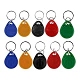 HFeng 10pcs tarjeta de proximidad 125kHz RFID de control de acceso tk4100 em4100 - Llaveros Smart ID para Puerta cerradura electrica sistema NFC token tag (Mix color)