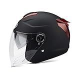 LIONCIANO Helmet with Double Visor, 7 Paragraphs Safety Buckle, Abs Shell Combined with Eps Buffer Layer To Provide Better Driving Protection(Negro Mate, 56-60cm)