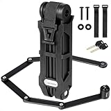 evermotor Candado Plegable para Bicicleta con Soporte, 85 cm de largo, Candado de Alta Seguridad de Acero Endurecido, Candado Plegable para E-Bike, Patinete Eléctrico y Motocicleta