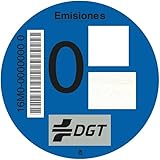 Pegatina Ambiental Oficial de la DGT - Distintivo Ambiental Azul Tipo Cero Emisiones Personalizado para su Coche