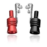 2 Pcs Escape Tubo de silenciador Imulador turbo Simulador, Turbo Sonido Silbato Tuberia de Escape Tubo de Escape BOV Sopla-Apagado Valvula Simulador, XL (Negro + Rojo)
