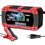 YDBAO Cargador de Batería 12V 10A Cargador de Batería de Coche Inteligente con Pantalla Táctil LCD y Múltiples Protecciones Cargadors Bateria Coche para Automóviles Motocicletas AGM, Gel, SLA