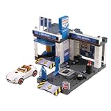 Theo Klein 8647 Estación de Servicio Car Service, con Tren de Lavado y Plataforma elevadora Regulable, Incluye Coche Desmontable, Medidas 41 cm x 39 cm x 29 cm, Juguete para niños a Partir de 3 años