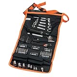 BLACK+DECKER Kit de 77 herramientas para automóvil, Incluye Rollo de Nylon, Atornillador de Carraca, Puntas Variadas, Llaves de Vaso, Llaves Hexagonales, Alicate, A7063-QZ