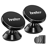 Soporte Móvil Coche, ivoler 2 Pack Soporte Magnético Móvil Coche Aluminio con 4 Pegatinas Metalicas,Iman Coche Móvil/Soporte Car Mount 360° Rotación para Móviles Dispositivo GPS -Negro