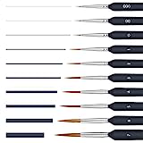 Pinceles Pintura Acrilica, 10 Piezas, Juego Profesional de Detalle Fino Acrilico para Artistas, Óleo, Acuarela, Miniatura, Modelo, Pintura Facial, manicura, Principiantes