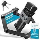 TECHCYC Candado Bicicleta Plegable con Soporte, Fácil de Llevar, Candado Bicicleta de Acero de Alta Seguridad 3 Llaves, Universal para Bicicleta, Motocicleta y Scooter Patinete Electrico