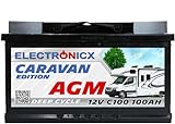 Bateria solar AGM 12v 100 Ah Electronicx Caravan Edition V2, fornecimento de bateria caravana caravana campismo gel acumulador mover