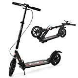 ISE Patinetes Scooter Plegable con Manillar Ajustable 93-107cm, Patinete Adulto no electrico Patinete niño con 2 Grandes Ruedas de 200mm y Freno de Mano&Guardabarros Trasero, Máx 100kg