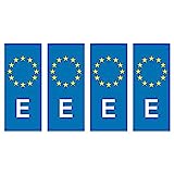 4 X PEGATINA MATRICULA EUROPEA ESPAÑA UE PLACA VINILO ADHESIVO STICKER DECORATIVAS