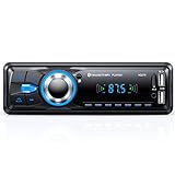 Radio Coche Bluetooth 5.0 Manos Libres, Chismos Autoradio Coche Bluetooth Pantalla1 DIN FM Radio soporta MP3/AUX/Control Remoto/2USB/Carga Rápida (Sin RDS/CD/DVD)