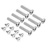 PATIKIL 32mm Línea Eje Tornillos Reemplazo, 8 Paquetes Eje Hexagonal Zócalo Tornillo Herraje Aluminio para Patines Rodillo, Plata