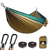 NATUREFUN Hamaca Ultraligera de Viaje Camping | 300 kg Capacidad de Carga, (275 x 140 cm) Nylon Paracaídas | 2 mosquetones de Calidad, 2 Correas de Nylon| para jardín Interior y Exterior