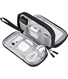 SOBEAU Organizador Cables Viaje Impermeable, Electrónico Bolsa de Organizadora Pequeños, Accesorios Estuche Cables portátil de para Cargador, Memoria USB, SD Tarjeta y Adaptadores, Gris