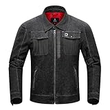 BORLENI Chaqueta Moto Hombre de Denim Chaquetas Reflectante con Bolsillos Protección CE Extraíble Transpirable para Primavera Otoño Negro XL
