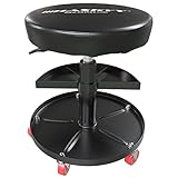 Haskyy Asiento de la mecánica con el Almacenamiento Negro I Taburete de Neumático I | ø38, 5 cm | 2 estantes | 390-520mm