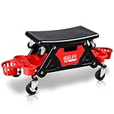 CCLIFE Taburete Mecánico con Ruedas, Asiento de Taller con Bandejas para Herramientas, Carga Máxima 180kg, Ideal para Reparación de Automóviles