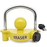 KRASER KR815 Bola Antirrobo Remolque, Candado Enganche con Cerradura Curva Alta Seguridad, Antirobo Caravana Facil Usar Coche Cierre Remolque Cepo Antirobo Trailer Universal Seguridad Parking