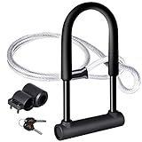 DINOKA Antirrobo en forma de U para bicicleta, antirrobo en D, de alta seguridad, con cable flexible de acero de 1,2 m, L