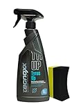 Tecnoxx Tyres Up - Abrillantador e Hidratador de Neumáticos y Gomas para Coches y Motos - Protección UV, Brillo Intenso y resultado instantáneo - 750 ml con Pulverizador