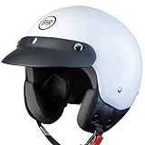 BHR Casco Demi-Jet 803 Simply, Práctico Casco de Scooter Homologado ECE, Casco Jet de Motocicleta con Almohadilla Facial Extraíble y Cierre Micrométrico, Blanco, XL