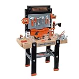 Smoby- Banco de Trabajo Infantil Black&Decker Ultimate, 95 Accesorios,Taller, Taladro Electrónico, Destornillador Mecánico, Sierra, Kit para Construir un Vehículo, Juguete 3 años (7600360730)