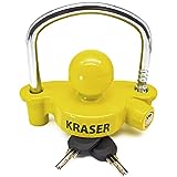 KRASER KR815 Bola Antirrobo Remolque, Candado Enganche con Cerradura Curva Alta Seguridad, Antirobo Caravana Facil Usar Coche Cierre Remolque Cepo Antirobo Trailer Universal Seguridad Parking