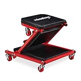 Relaxdays 10033759 Mecánico, Taburete Taller, Camilla Convertible en Asiento Plegable, 360°, Acero, Negro, Multifunktions-Werkstatthocker bis 150 kg