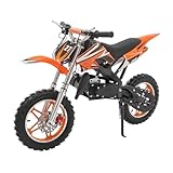 Zoobotanica Dirt Bike de 49 cc, para niños, jóvenes, Crossbike de 2 tiempos, 10 pulgadas, método de arranque manual, frenos de disco, hasta 60 km/h, máx. 100 kg, Motorsport Pocket Crossbike (naranja)