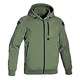 Jet Chaqueta Moto Capucha Hoodie Verano con Armadura Soft Shell (M (EU 48-50), Verde Oliva)