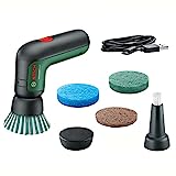 Bosch Cepillo de Limpieza Eléctrico UniversalBrush, con Batería de 3.6 V Integrada, 1 Cable Micro USB y 4 Accesorios de Limpieza, Caja Cartón + Almohadilla Cocina para el Cepillo Limpieza Eléctrico