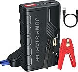 Arrancador de Baterias de Coche,1500 A Arrancador de Coches Portatil para Motor 7.0 L Gasolina o 5.5 L Diesel con Pinzas Bateria Coche, 12 V Booster con Carga rápida USB y Linterna LED de Emergencia