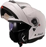 LS2, Casco Moto Modular Strobe II Gloss White, M
