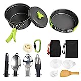 Ballery Utensilios de Cocina para Acampar, 15 Piezas, Mini Kit para 1-4 Personas Mochilero, Camping al Aire Libre Senderismo y Picnic