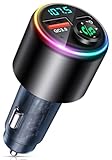 CIRYCASE Bluetooth Coche 5.3, PD 30W & QC3.0 18W Tipo-C Cargador Coche, Transmisor FM Bluetooth Coche Manos Libres, Adaptador Bluetooth Coche con 7 LED Retroiluminado, Reproductor MP3 Alta Fidelidad
