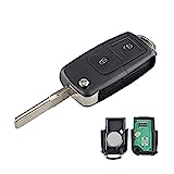 Heart Horse 433Mhz 2 Botones Carcasa Mando Llave Coche para Volks-wagen V w Bora Go-lf Po-lo Passat Transporter Seat Ibiza Sko-da Superb Octavia Llave Funda con Batería y ID48 Chip (OEM:1J0959753AG)