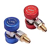 LHKJ Acoplador Rápido del R134A, Kit de Conversión de Aire Acondicionado para Automóvil de Alta Presión y Baja Presión de 1/4 "SAE HVAC