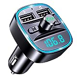 Mohard Transmisor FM Bluetooth Coche, Manos Libres Adaptador Bluetooth Radio Coche, Inalámbrico Reproductor MP3 Mechero Coche, Puertos USB Duales (5V/2.4A & 1A), Soporte Unidad Flash USB y Tarjeta TF
