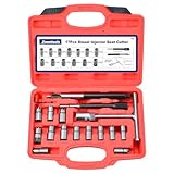 Zoomtools 17 piezas de cortador de asiento de inyector diesel, kit de limpieza de asiento de inyector, herramienta de limpieza de asientos de inyector, herramienta de eliminación de carbono